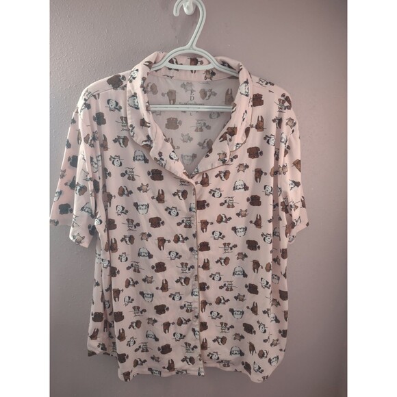 Ellen DeGeneres Pajama Set L Pink/Gray Dogs Notch Collar Dog Love Soft &Cozy - Picture 2 of 14